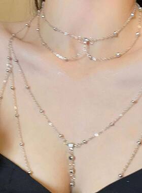 大码200斤胸链男女延长链锁骨身体链项链饰品闪钻性感欧美比基尼