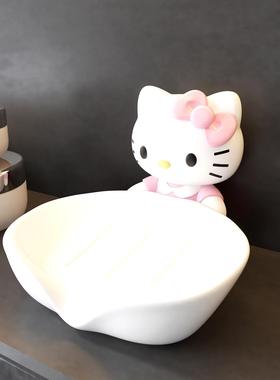 HelloKitty猫咪学生宿舍化妆室香皂树脂置物架卡通沥水肥皂盒收纳