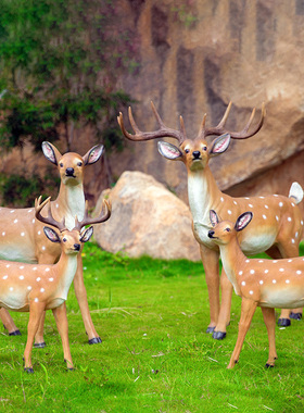 花园装饰 庭院户外园林动物装饰品树脂玻璃钢仿真梅花鹿雕塑摆件