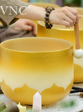精选富贵金水晶钵瑜伽颂钵水晶音乐碗入门6-12寸音钵水晶钵套装CV