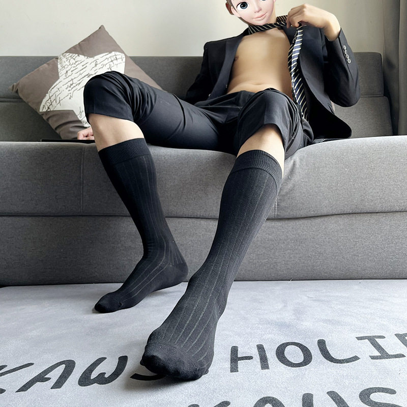 男士纯棉白袜商务袜子 西装通勤袜 宽条纹正装皮鞋透气中筒棉袜男,淘宝优惠券,粉丝福利购,淘宝优惠卷