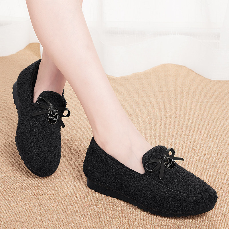 豆豆鞋女冬加绒2025新款保暖加厚毛毛秋一脚蹬平底老北京厚底棉鞋,淘宝优惠券,粉丝福利购,淘宝优惠卷