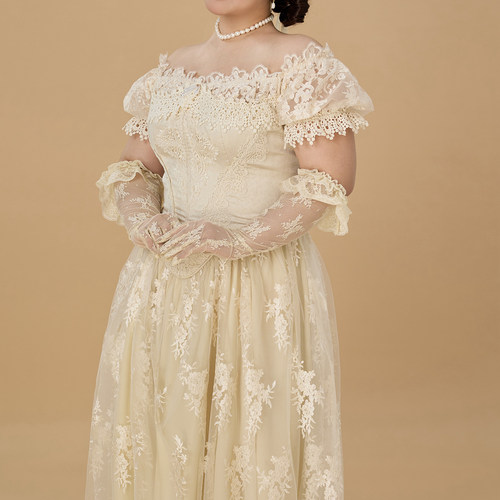 LaceMade大码女装 花烛泪 法式宫廷风收藏级蕾丝鱼骨连衣裙轻婚纱 - 图3