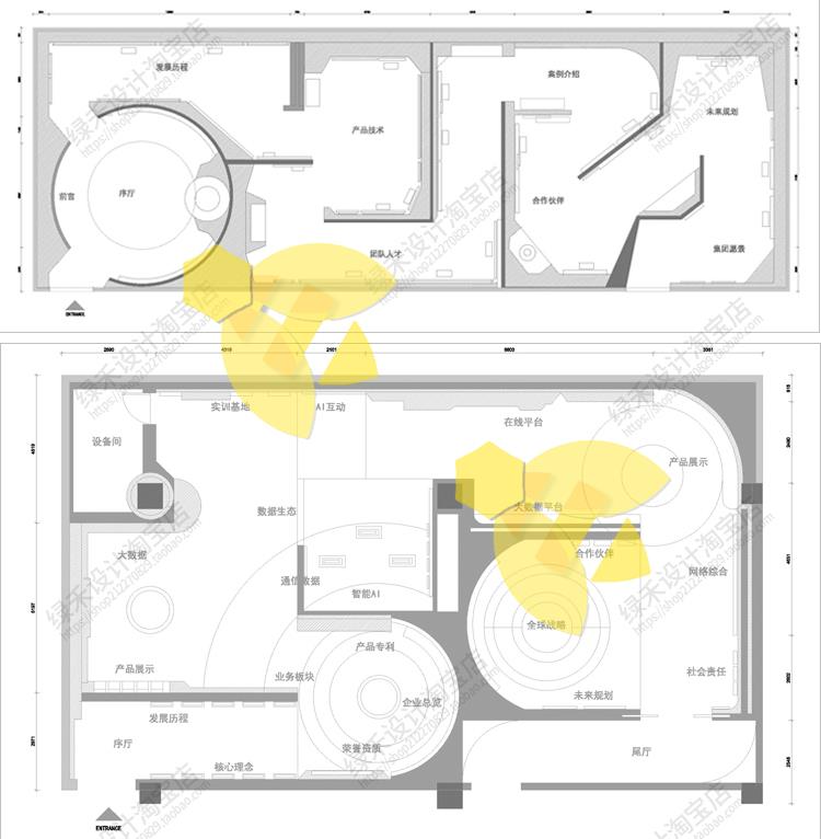 文化展厅展馆室内平面布局企业科技展览馆方案设计CAD平面布置图 - 图2