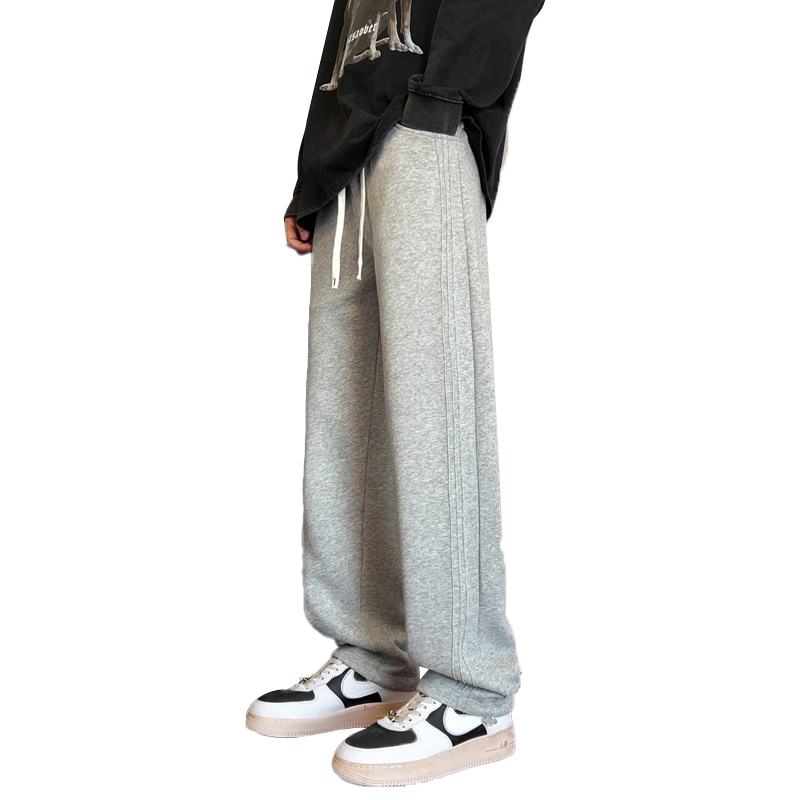 wassup happy美式褶皱直筒裤子男2025春秋季新牌宽松百搭休闲长裤 - 图3