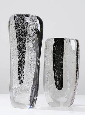 轻奢极简灰色气泡艺术玻璃玻璃花瓶高档客厅样板间售楼部装饰花器