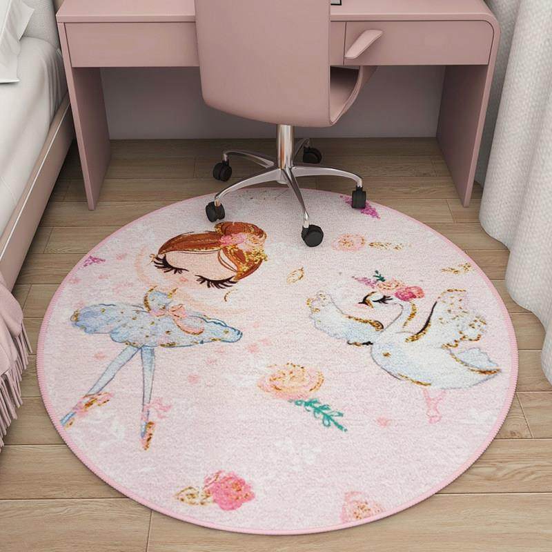 儿童房间圆形地毯公主美人鱼女孩卧室床边阅读区书桌学习椅子地垫,淘宝优惠券,粉丝福利购,淘宝优惠卷