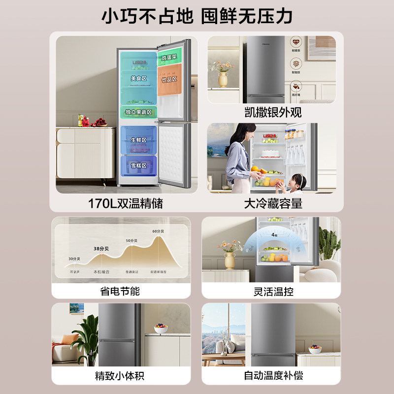 海信170升节能省电低音两门小冰箱租房宿舍家用小户型双门 - 图0