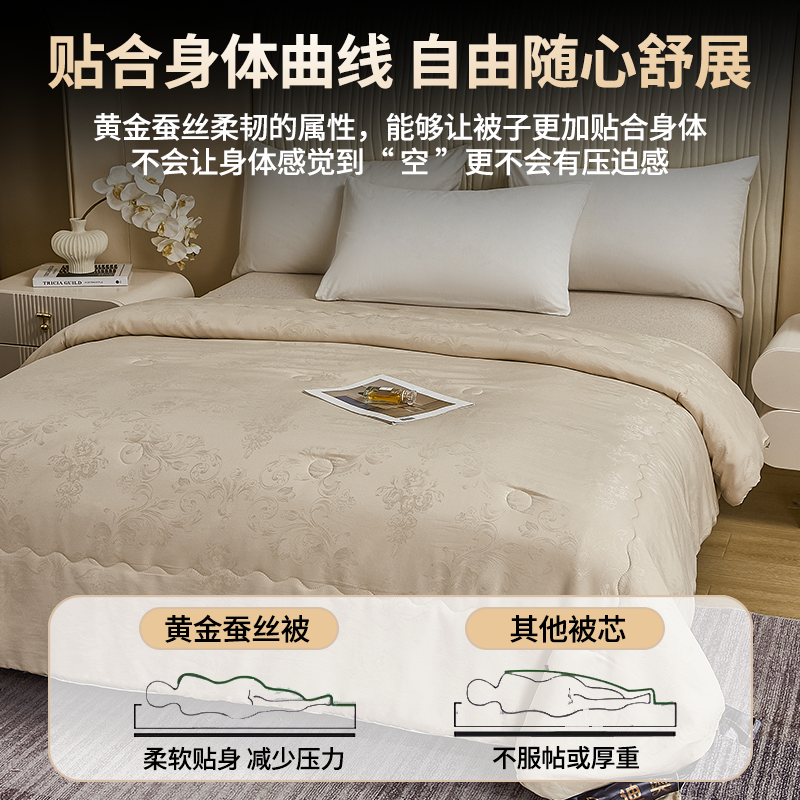 迪奥 贡缎提花洋甘菊黄金蚕丝被A类被子桑蚕丝加厚保暖冬被芯D3,淘宝优惠券,粉丝福利购,淘宝优惠卷