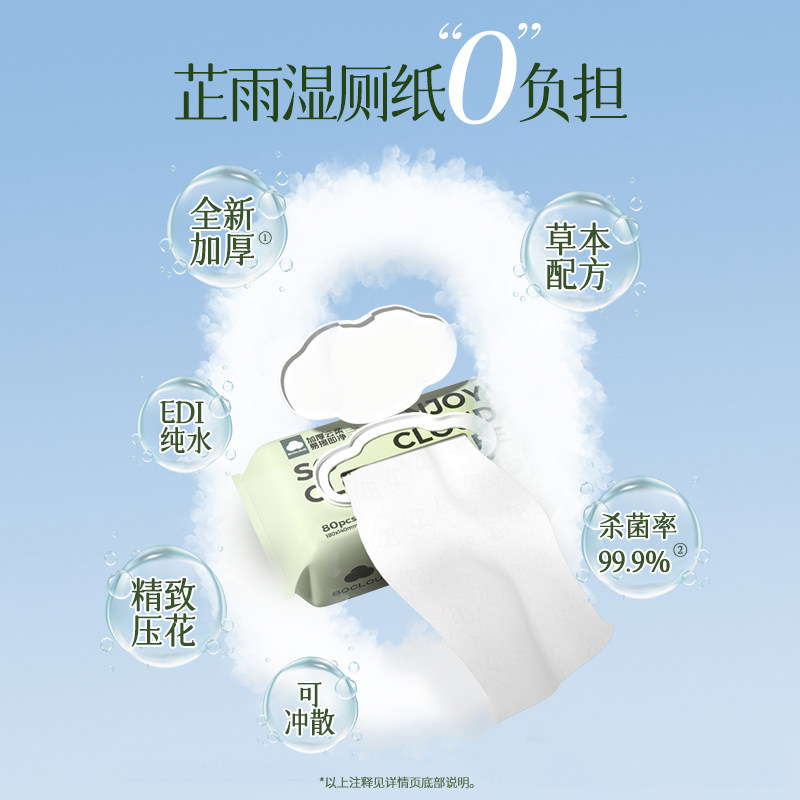 芷雨湿厕纸家庭实惠装女性擦屁屁股私处清洁加厚抗菌湿厕巾80抽