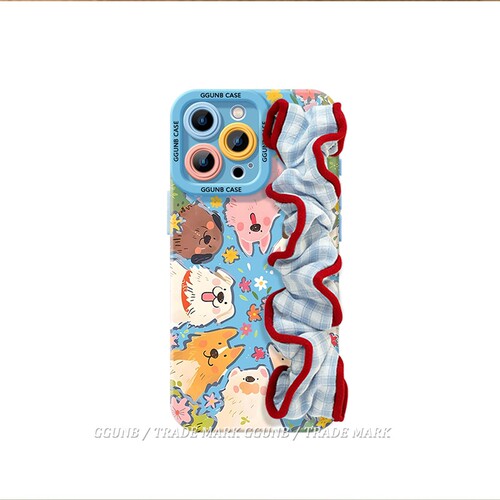 鲜花围着探头小狗们适用iPhone16Promax手机壳苹果15高级14保护套13个性12小众xsmax简约xr防摔15plus软 - 图3