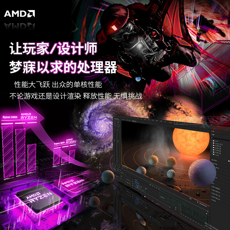 AMD锐龙R9 5900X R7 5800X 5700X 5700G 5600G 5600电脑CPU处理器 - 图0