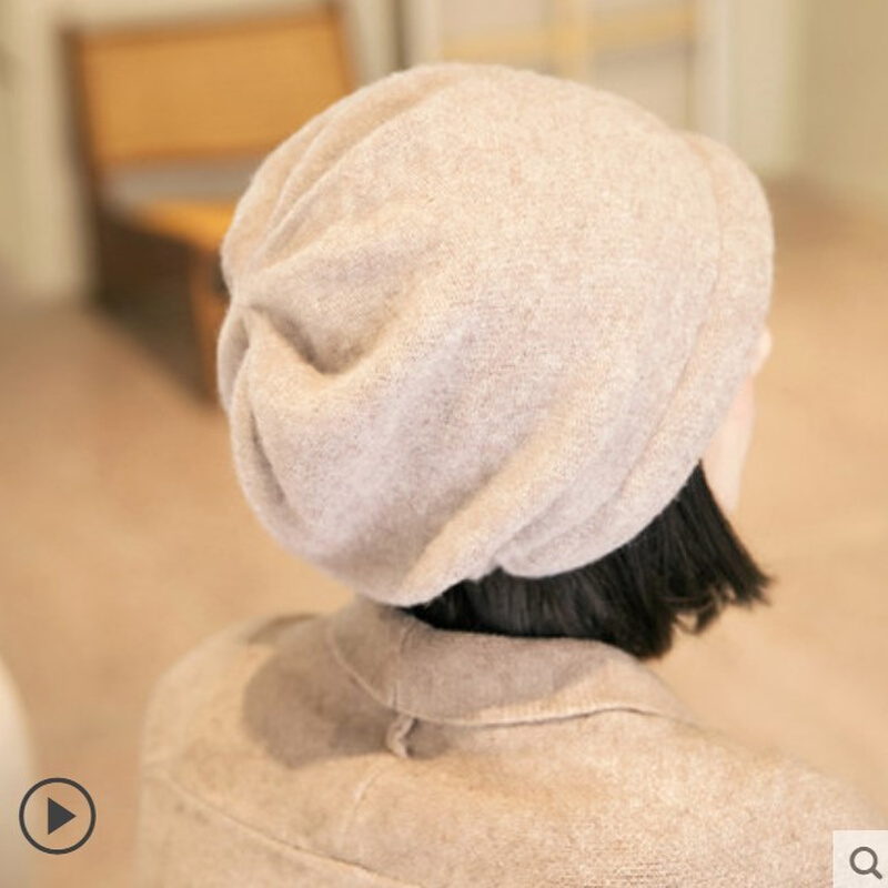女士针织戴帽子假发一体时尚冬季化疗连短发带头发的可拆卸女冬天