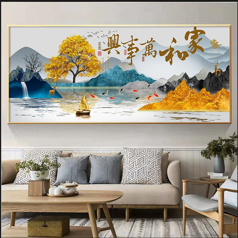 水晶挂画新款万事兴画家沙发瓷挂画电视背景装饰山客厅墙壁和大气,淘宝优惠券,粉丝福利购,淘宝优惠卷