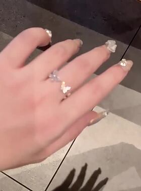 锆石开口蝴蝶戒指情侣轻奢百搭