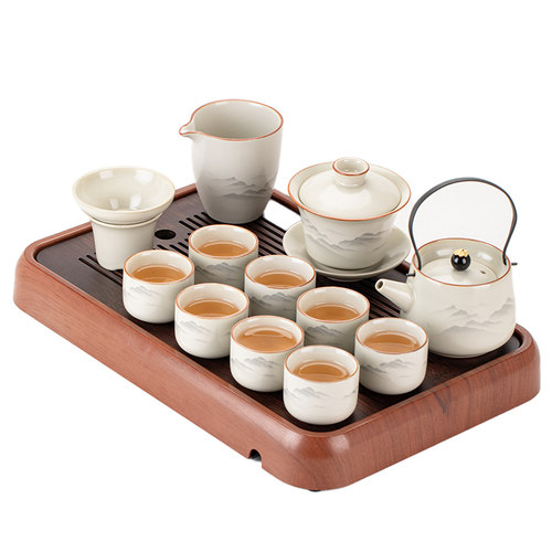 汝窑茶壶茶具套装家用陶瓷泡茶专用中式高端功夫盖碗茶杯2026新款 - 图3