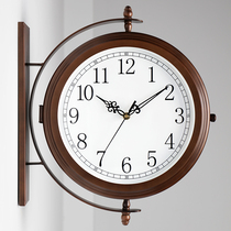 Eurostyle light extravagant double face hanging clock modern living room home creative hanging watch quartz metal clock brief about two sides clock