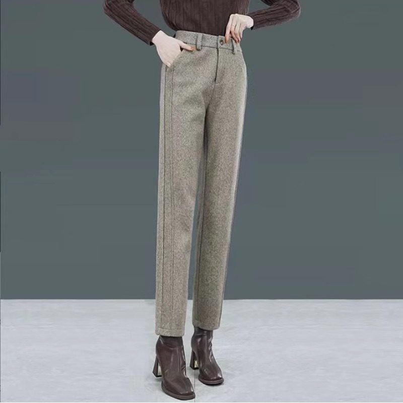 加绒加厚毛呢裤子女秋冬2025年新款高腰哈伦裤宽松直筒烟管休闲裤,淘宝优惠券,粉丝福利购,淘宝优惠卷