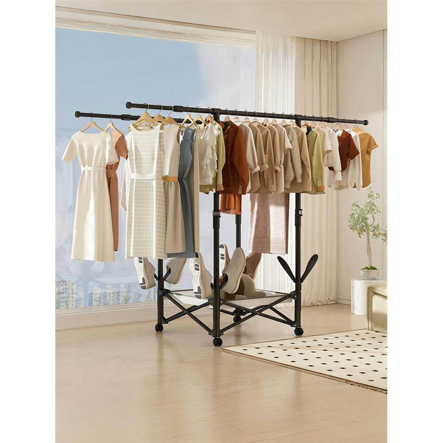 晾衣架落地家用卧室挂衣服折叠单杆简易室内宿舍移动晒凉衣帽架子,淘宝优惠券,粉丝福利购,淘宝优惠卷