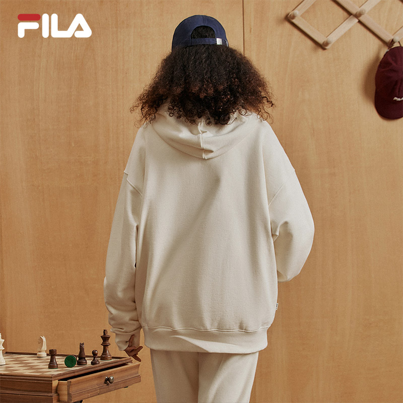 FILA 斐乐情侣外套卫衣男2023秋季运动美式宽松连帽开衫上衣