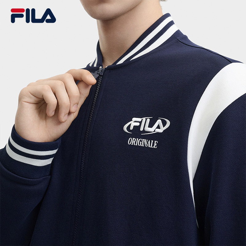 FILA 斐乐官方男士针织长袖外套2024冬季新款时尚休闲拼色棒球服,淘宝优惠券,粉丝福利购,淘宝优惠卷