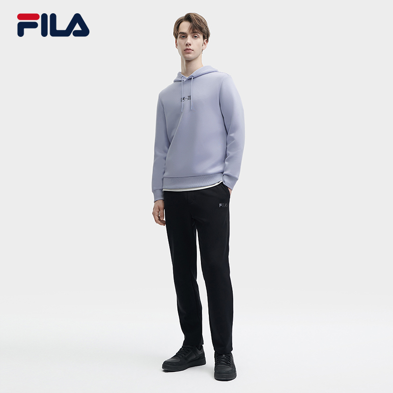 FILA x THE MET斐乐男针织莫奈连帽卫衣2023冬简约印花长袖上衣 - 图1