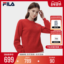 FILA File Official Womens Woven Shirts 2023 Springtime Fashion Round Collar Loose Casual Long Sleeve Blouse