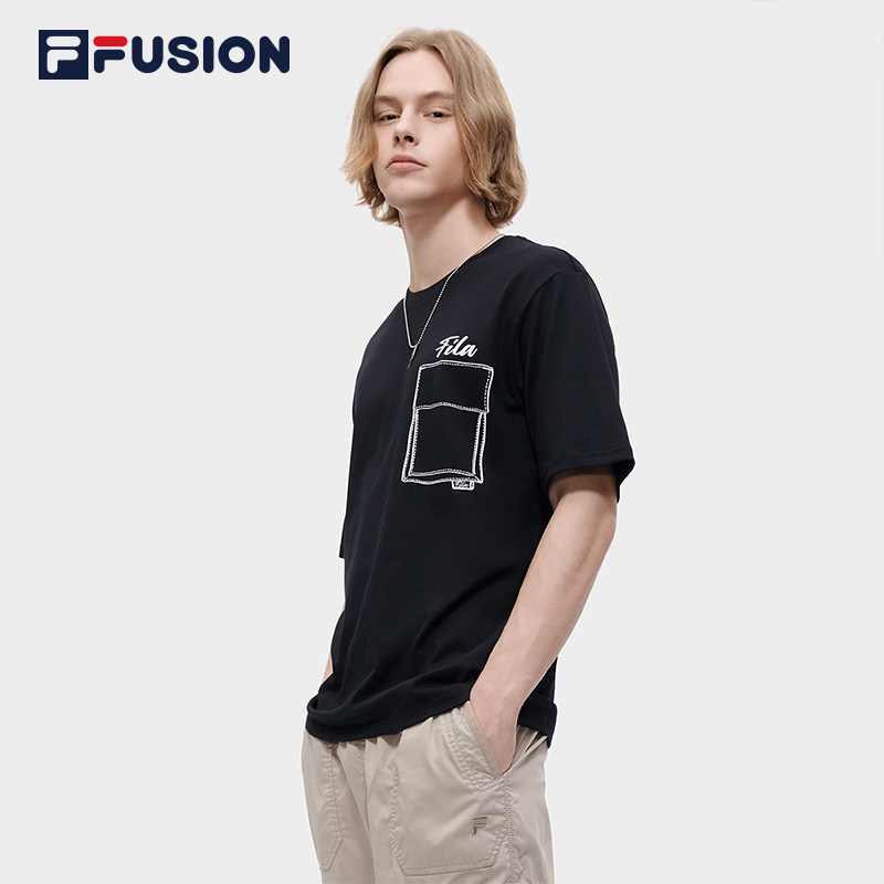 FILA FUSION斐乐潮牌男士短袖T恤夏季宽松休闲针织衫圆领男款上衣,淘宝优惠券,粉丝福利购,淘宝优惠卷