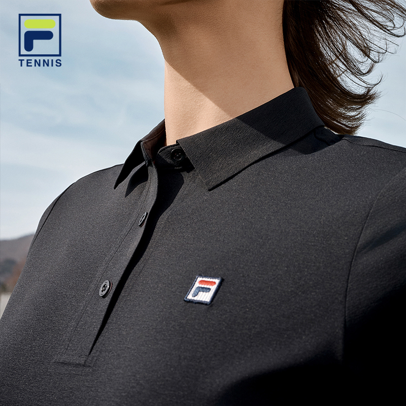 FILA 斐乐官方女子针织短袖POLO衫2025夏季新款网球运动防晒上衣 - 图3