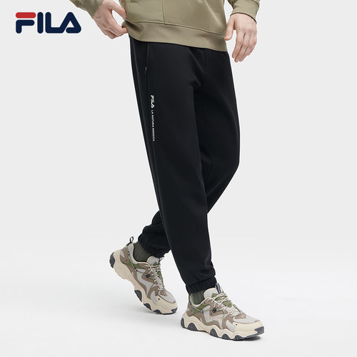 FILA 斐乐官方男士针织长裤秋新款时尚加绒收口运动裤休闲裤裤子 - 图0