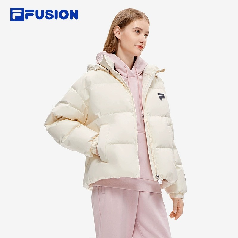 FILA FUSION斐乐潮牌羽绒服女2023冬季时尚休闲宽松连帽外套 - 图0