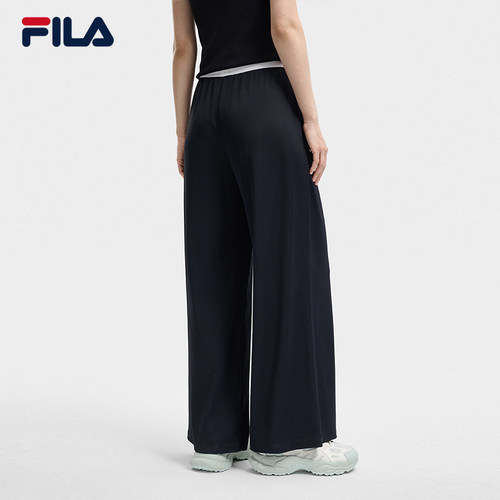 FILA 斐乐官方女士针织长裤2026夏季新款裤子基础简约休闲阔腿裤 - 图0