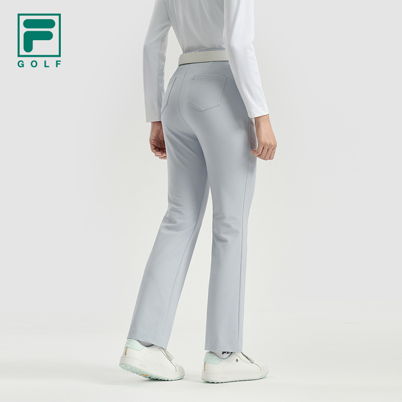 FILA 斐乐官方女士梭织长裤2025冬新款高尔夫运动简约基础微喇裤 - 图0