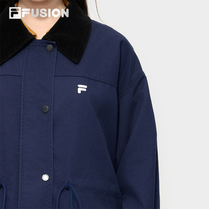 FILA FUSION斐乐潮牌梭织外套女2025冬季新款休闲巴恩风翻领上衣,淘宝优惠券,粉丝福利购,淘宝优惠卷