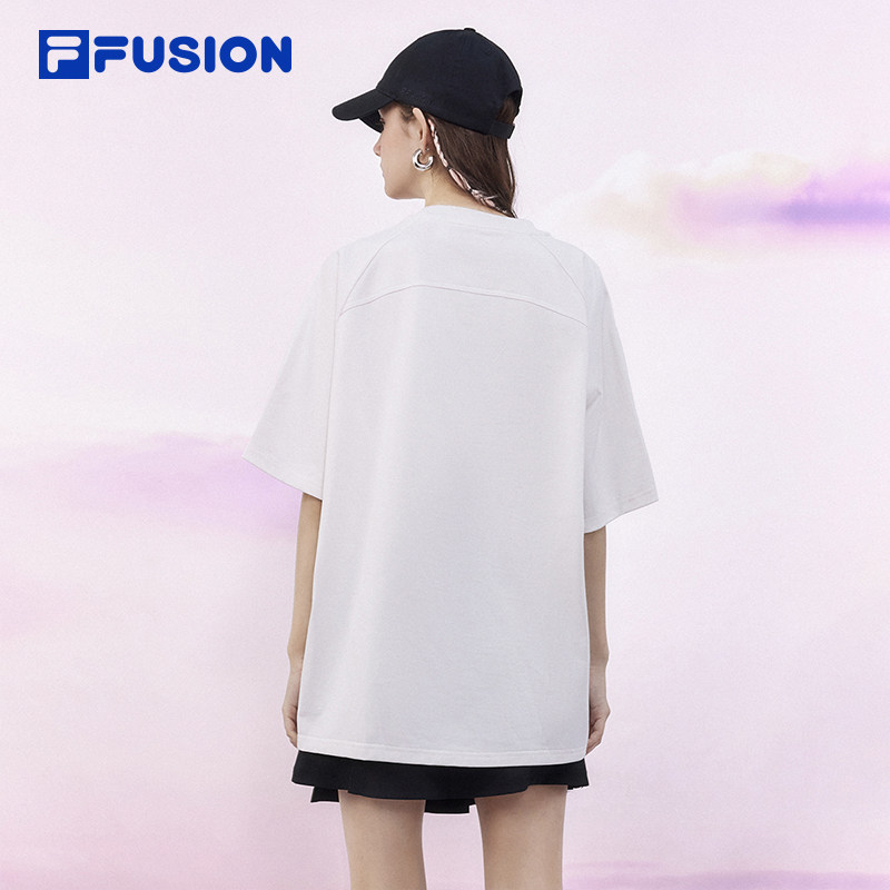FILA FUSION斐乐潮牌情侣款短袖T恤2024夏季新款宽松纯棉上衣男女,淘宝优惠券,粉丝福利购,淘宝优惠卷