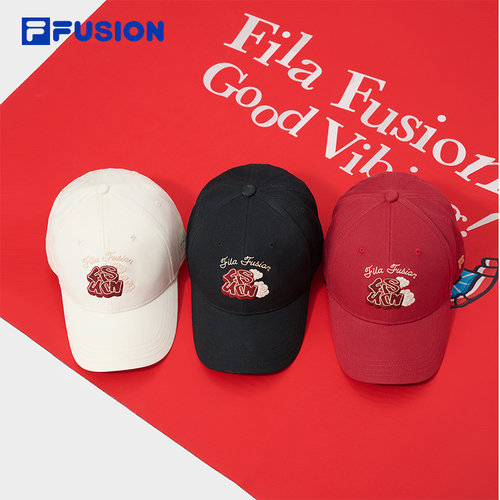 FILA FUSION斐乐情侣款棒球帽秋季新款运动帽硬顶鸭舌帽 - 图1