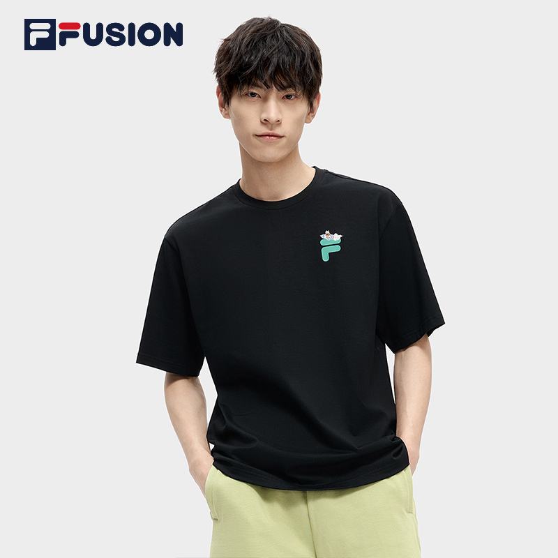 FILA FUSION斐乐情侣运动T恤男2024夏季百搭印花潮流短袖上衣女t-图0