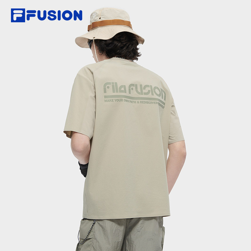 FILA FUSION斐乐潮牌男子梭织短袖衫2024夏新款时尚休闲插肩袖T恤,淘宝优惠券,粉丝福利购,淘宝优惠卷