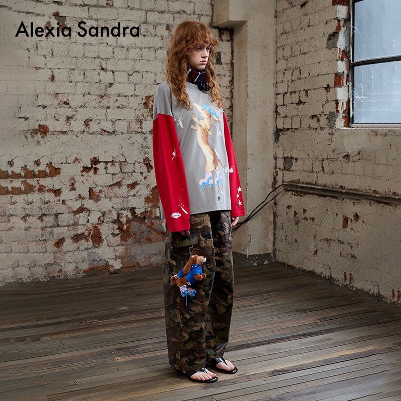 AlexiaSandra经典简约2025冬季新款复古休闲迷彩图层口袋工装长裤,淘宝优惠券,粉丝福利购,淘宝优惠卷