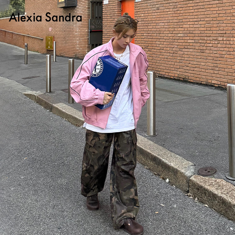 AlexiaSandra经典简约2025冬季新款复古休闲迷彩图层口袋工装长裤,淘宝优惠券,粉丝福利购,淘宝优惠卷
