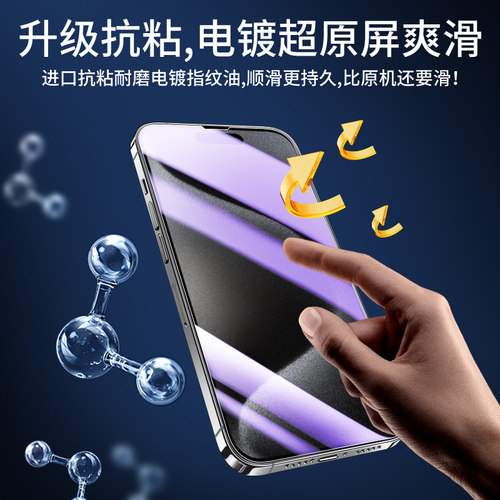 适用苹果15pro钢化膜iPhone14/11Promax手机膜13/12mini防窥xr/xsmax全屏ip8/7plus贴膜X防摔SE3/2高清6S保护 - 图1