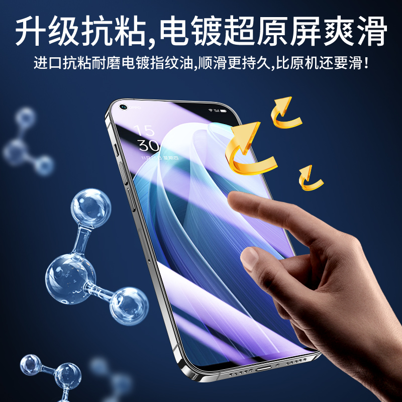 适用opporeno7钢化膜5G无白边防摔玻璃保护reno7pro手机贴膜全屏覆盖抗蓝光屏保reno7se高清防指纹防爆全包边 - 图1