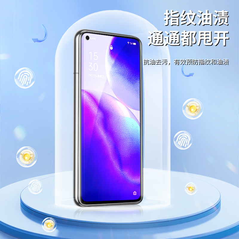 适用opporeno5水凝膜防指纹reno5k手机膜5G全屏覆盖reno5pro钢化膜高清reno5pro+软膜抗蓝光PEGM00全包边防摔 - 图3