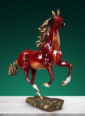纯黄铜马饰品立功家庭入口酒柜办公室桌面装饰业务乔迁礼品