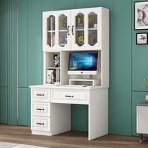 Solid wood desk bookshelf combined European-style computer desk bookcase for home writing desk students Childrens small bedrooms