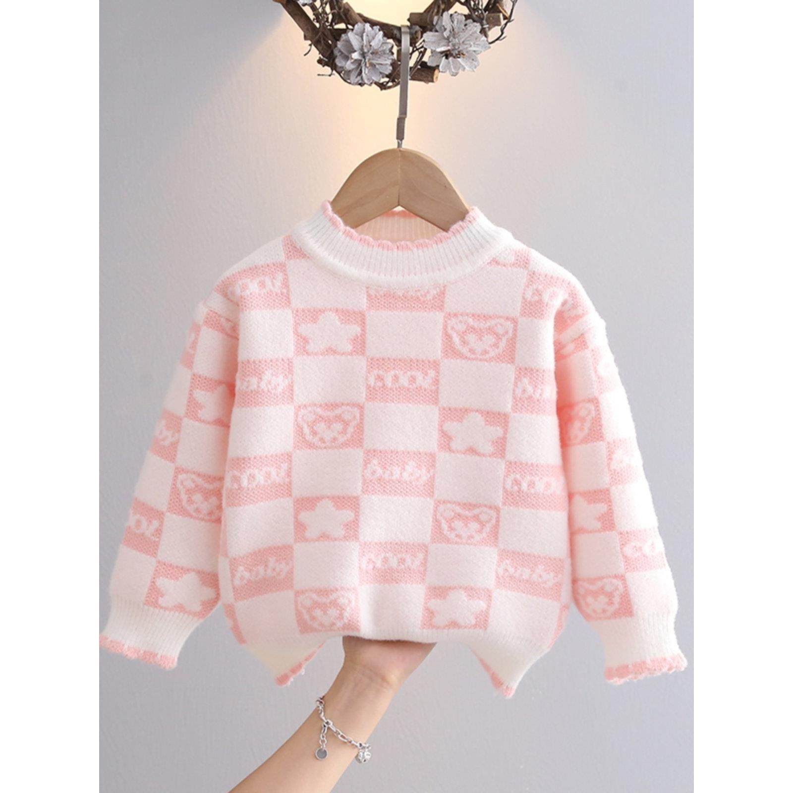 女童冬季毛衣2025秋冬装新款水貂绒儿童针织衫加绒加厚宝宝打底衫,淘宝优惠券,粉丝福利购,淘宝优惠卷