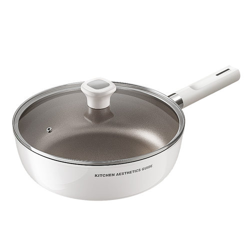 【国补15%】钛陶瓷无涂层不粘锅平底锅家用牛排电磁炉专用深煎锅 - 图0