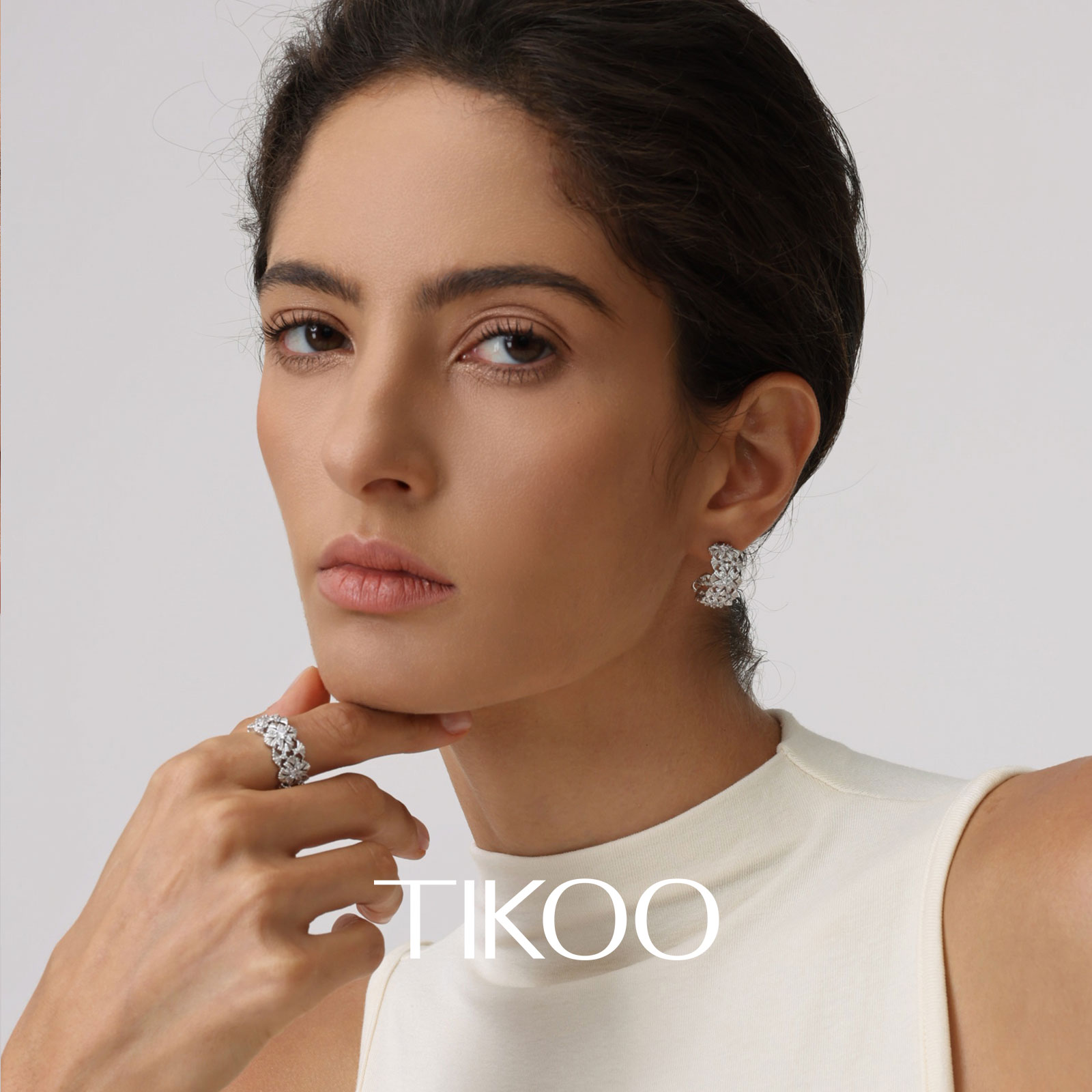 TIKOO Moissanite open ring women's niche design light luxury high-end index finger ring romantic gift accessory