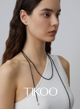 TiKoo黑尖晶项链女小众时尚轻奢高级感2024年新款秋冬毛衣长颈链