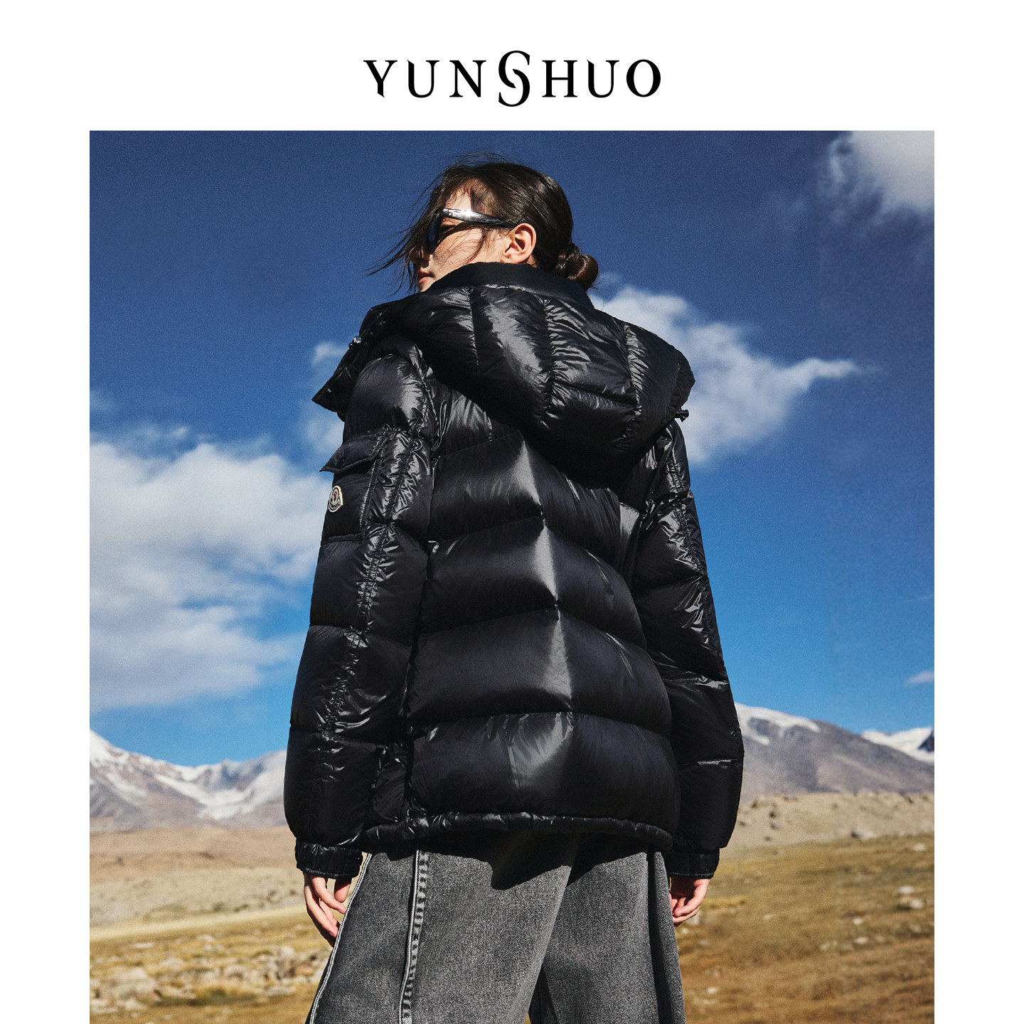 允硕新品短款休闲羽绒服蒙口连帽立领三星安心绒女装815151